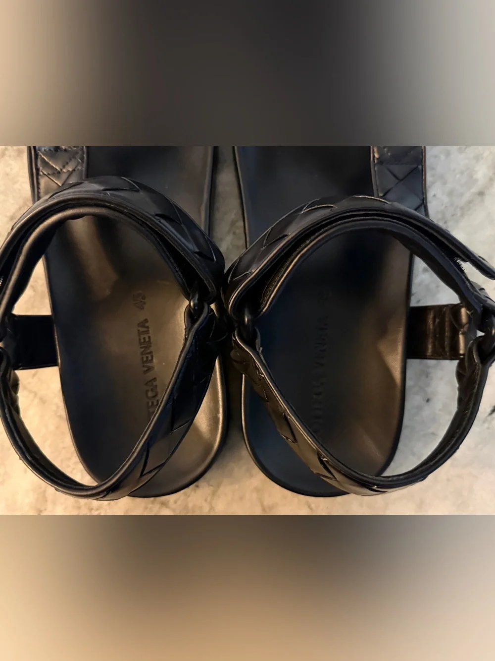 BOTTEGA VENETA TRIP SANDALS 45 / 12 $1200 BLACK INTRECCIATO WOVEN LEATHER TEVA